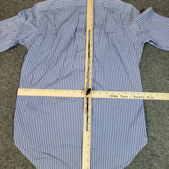 Vtg 90's Polo Ralph Lauren Mens Button Down Shirt Classi Fit Size M Blue Striped - Picture 7 of 9